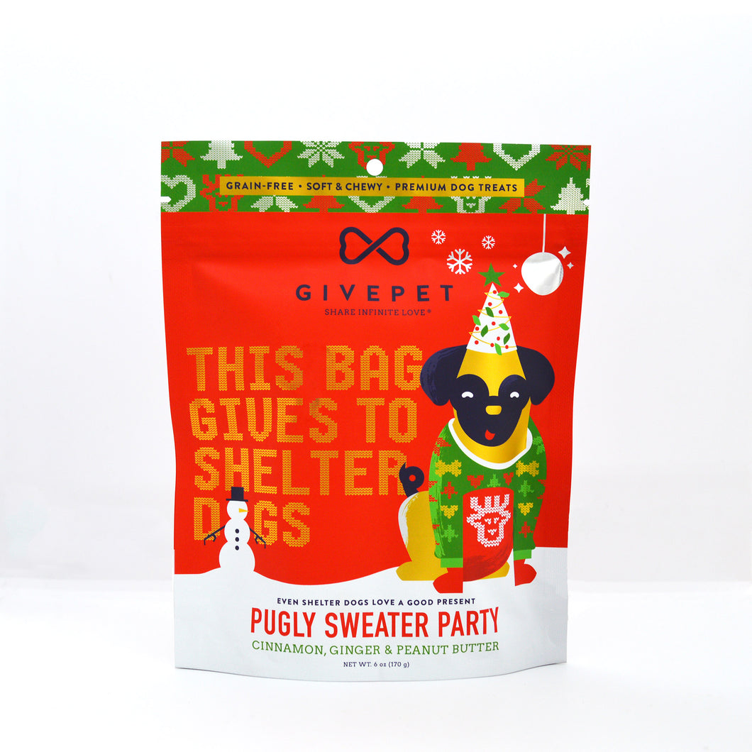 GivePet Holiday Dog Treats Pugly Sweater