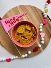 Load image into Gallery viewer, Conversation Heart Buffalove Pumpkin Dog Biscuits