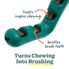 Teal and orange toy figure with a visible brand logo on a white background
