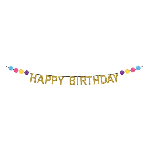 Happy Birthday Pom-Poms Banner