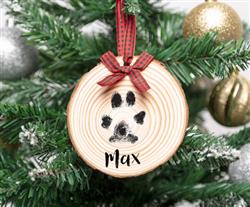 Wooden Pawprints Holiday Ornament