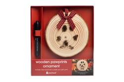 Wooden Pawprints Holiday Ornament