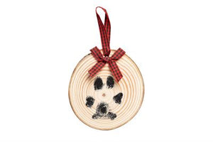 Wooden Pawprints Holiday Ornament