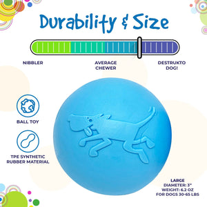 SodaPup Wag Ball Ultra Durable Synthetic Rubber Chew Toy & Floating Retrieving Toy - Large  - Blue