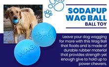 Load image into Gallery viewer, SodaPup Wag Ball Ultra Durable Synthetic Rubber Chew Toy &amp; Floating Retrieving Toy - Large  - Blue