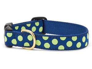 Navy with Lime Dots Dog Collar