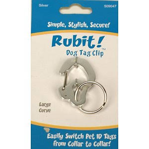 Rubit Curve Dog Tag Clip Silver Large